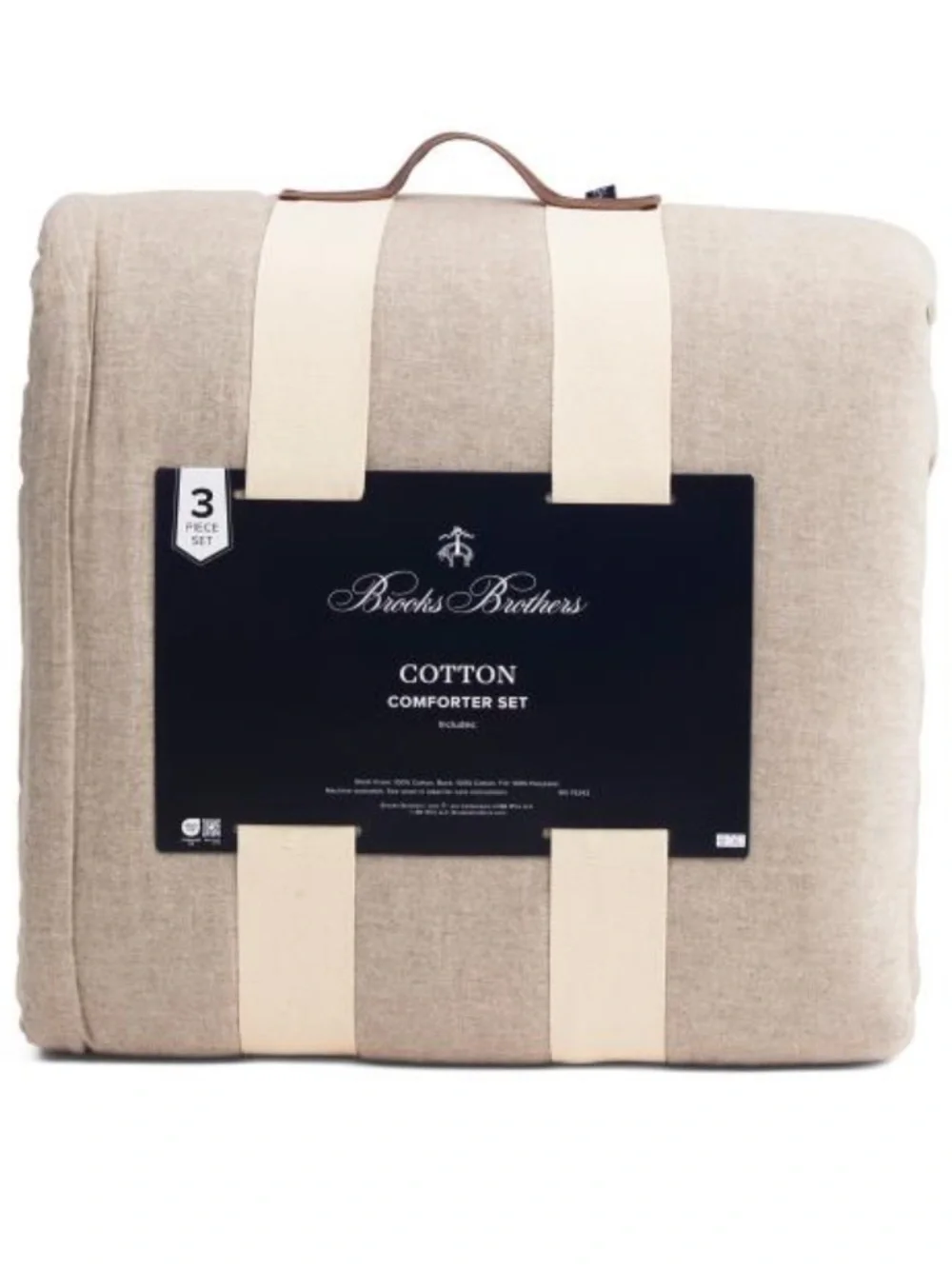 Brooks Brothers Natural Beige Cotton Comforter Set